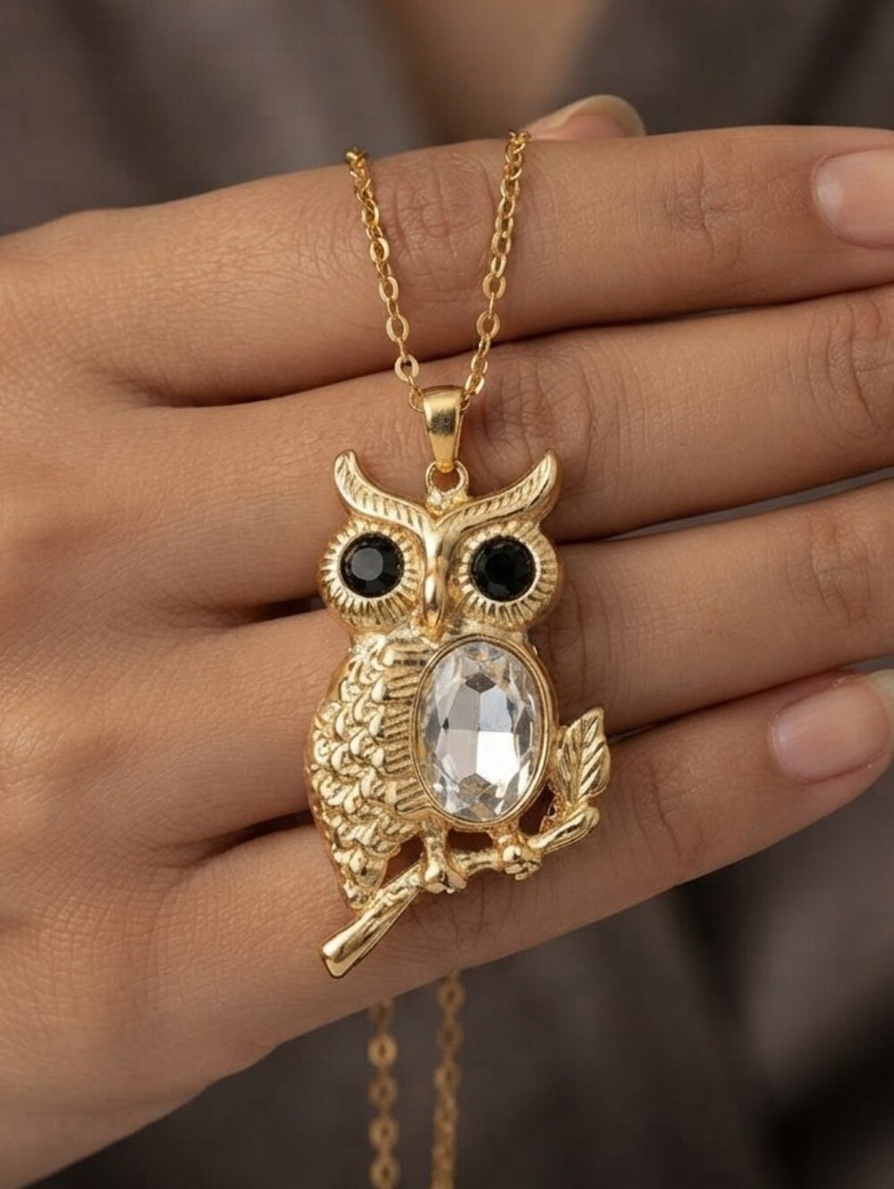 Necklace Gold Plated +Pendant Owl
